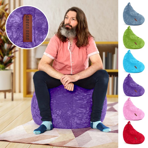 Green Bean Plüsch Sitzsack 45x45x60cm - Indoor Sitzkissen mit 120L EPS Perlen Füllung Kuschelig Waschbar - Bean Bag Bodenkissen Lounge Chair Sitzhocker - Lila