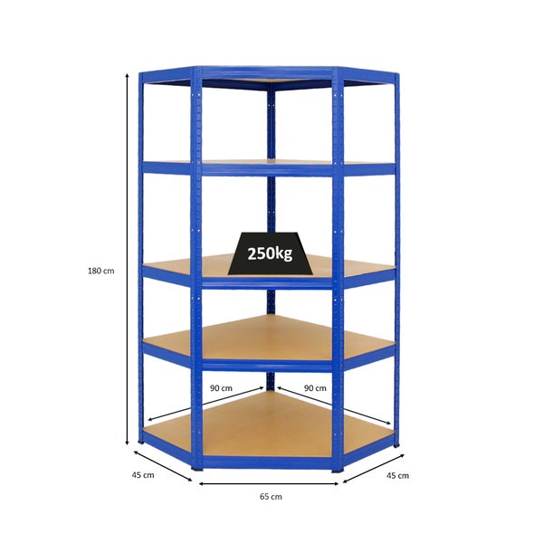 PROREGAL Eckregal Slim Elephant HxBxT 180 x 90 x 45 cm Fachlast 250 kg Blau