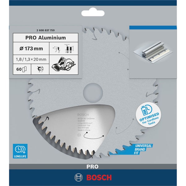 Bosch PRO Aluminium cordless Blatt für Kreissägen 173 x 1,8 x 20 mm - 2608837759