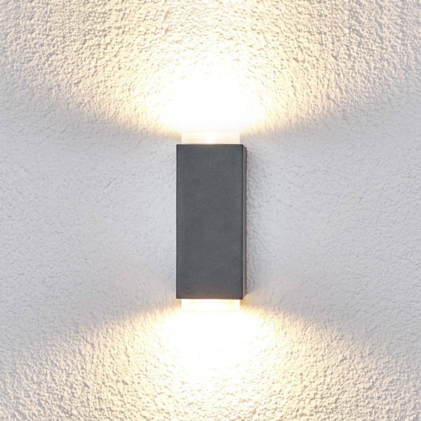 Lindby Wandleuchte außen Jovan (spritzwassergeschützt (Modern) in Alu aus Aluminium (2 flammig, GU10) - Außenwandleuchten Wandlampe Led Außenlampe Outdoor für Außenwand/Hauswand Haus