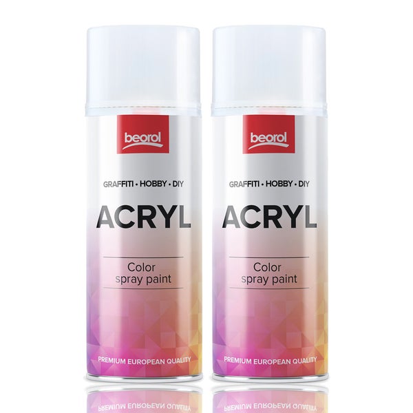 Zwei Dosen Acrylfarbspray von Beorol für Graffiti, Hobby und Heimwerken