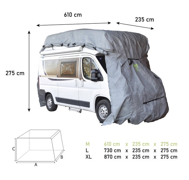 GreenYard® Wohnmobil Schutzhülle Größe M 610 x 235 x 275 cm Schutzhaube Ganzgarage Garage Abdeckplane Campingmobil