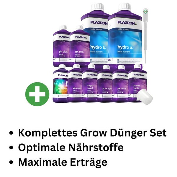 Plagron Hydro XXL 10-Teiliges Dünger Set – Komplettnährstoff für Hydroponik | Für Gesundes Wachstum, Kräftige Wurzeln & Reiche Blüten, inklusive Hydro A&B, Green Sensation, Power Roots & PK 13/14