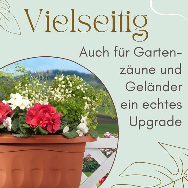 Blumenkasten mit Blumen für Gartenzäune und Geländer