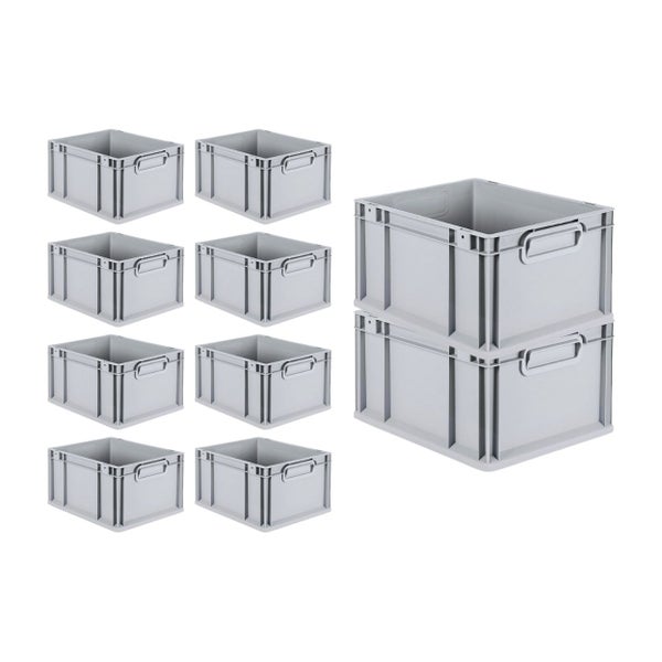 PROREGAL SuperSparSet 10x Eurobox NextGen Grip mit Scharnierdeckel und Blauen Schiebeschnappverschlüssen HxBxT 22 x 30 x 40 cm 20 Liter