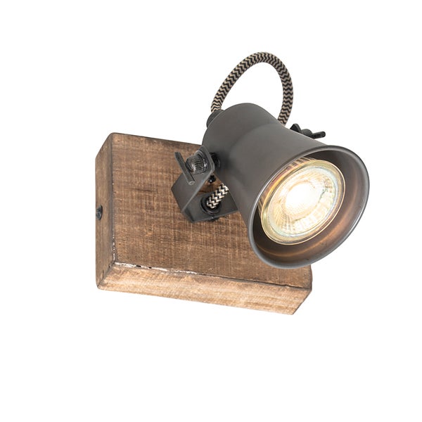 Wandspot mit Holzsockel und Leuchtmittel