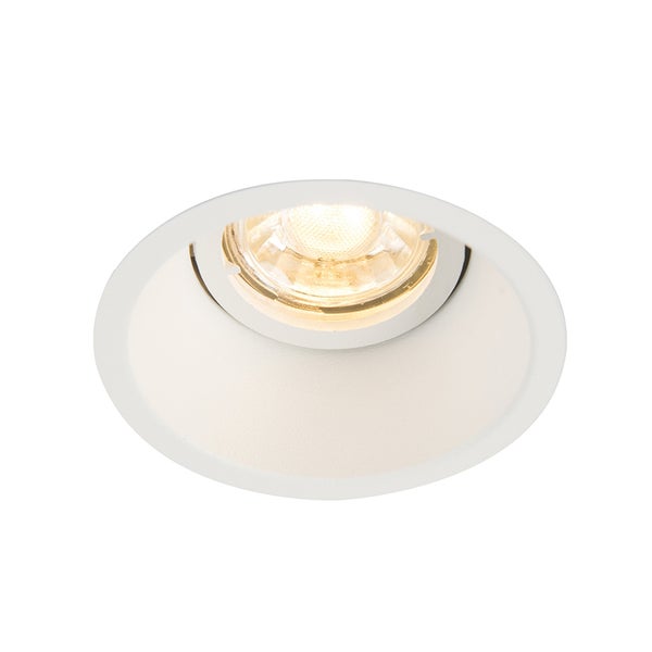 Runder LED Einbaustrahler mit warmweißem Leuchtmittel.