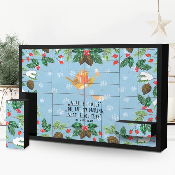 Mr. & Mrs. Panda Befüllbarer Adventskalender Rotkehlchen Federn - Blau Pastell