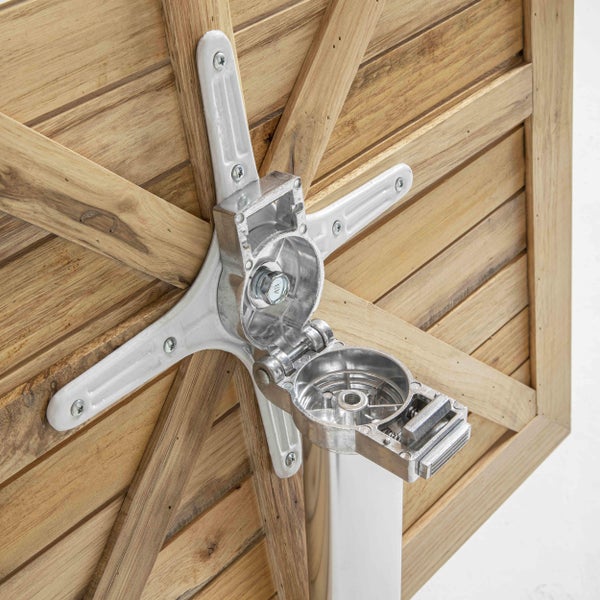 Klappbarer Terrassentisch aus Aluminium und Holz 70 x 70 x 70 cm - Oviala