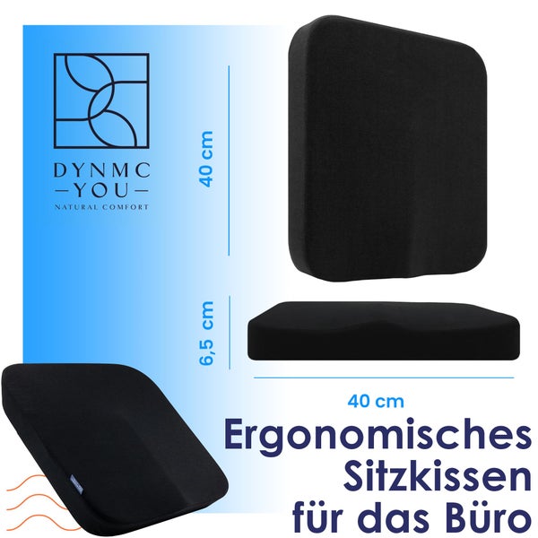 DYNMC you Ergonomisches Sitzkissen Bürostuhl - Mittelhart H3 - Test SEHR GUT - MIT Physiotherapeuten Entwickelt - Entlastet Rücken & Erhöht Sitzkomfort