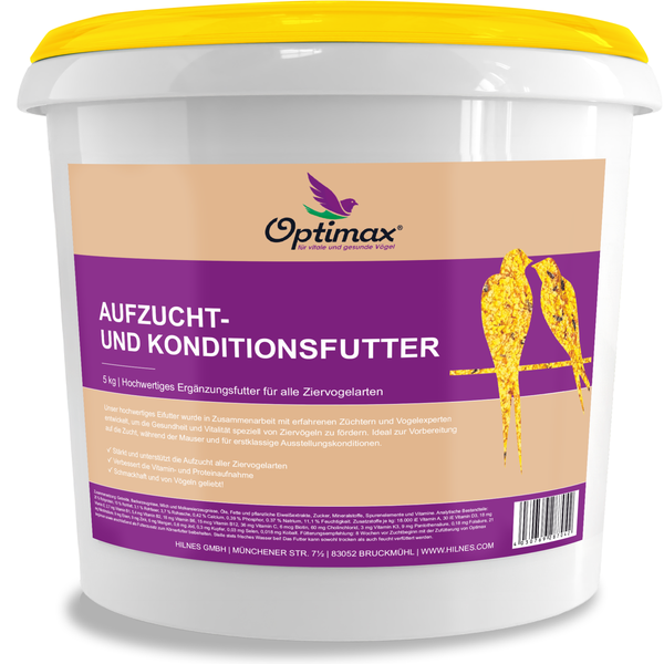 Optimax Aufzucht und Konditionsfutter für Ziervögel im Eimer 5 Kilogramm