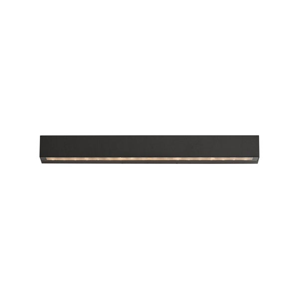 Schwarze LED Wandleuchte in rechteckiger schmaler Form.