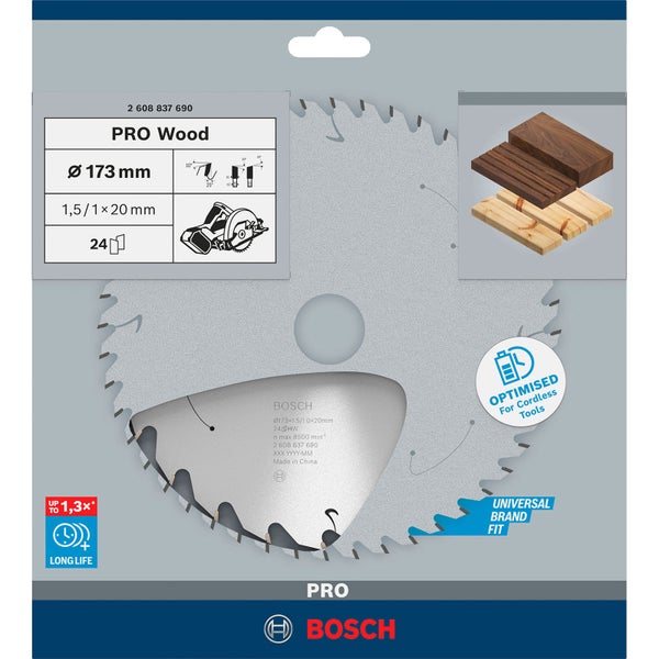 Bosch PRO Wood cordless Blatt für Kreissägen 173 x 1,5 x 20 mm - 2608837690