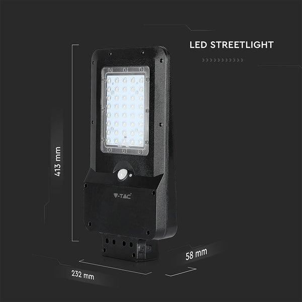 LED-Straßenleuchte mit den Maßen 413 mm Höhe, 232 mm Breite und 58 mm Tiefe