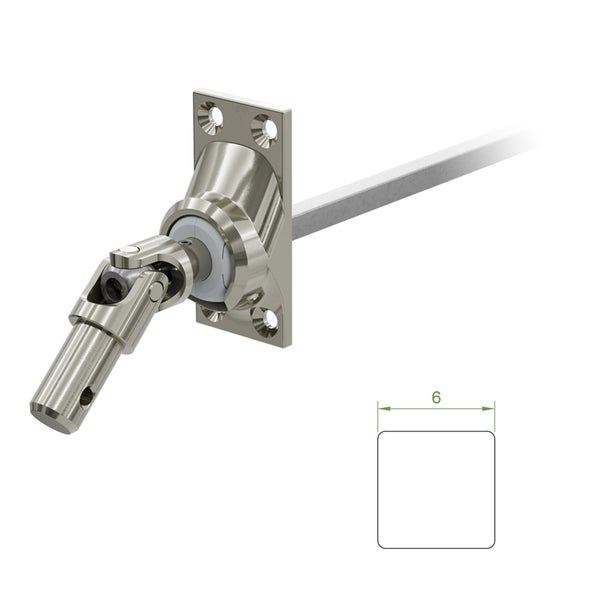 Universalgelenk mit Befestigungsplatte und Abmessungsangabe