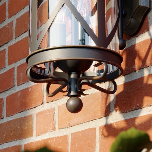 Lindby Wandlampe außen Laterne rostfarben, Aussenwandleuchte IP23 3x E14 max. 40W ohne Leuchtmittel Außenleuchte Hauswand Wandleuchte aussen
