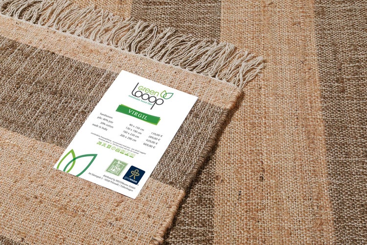 Handwebteppich Beige Braun aus Naturfaser Virgil Green Looop 200x290 cm