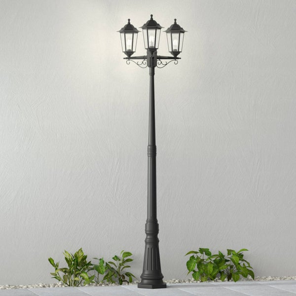 Lindby Mastleuchte, Wegeleuchte 217 cm Aussenleuchte Stehlampe Gartenlaterne IP44 Gartenlampe Außenleuchte Wegelampe Hof 3x E27 ohne Leuchtmittel