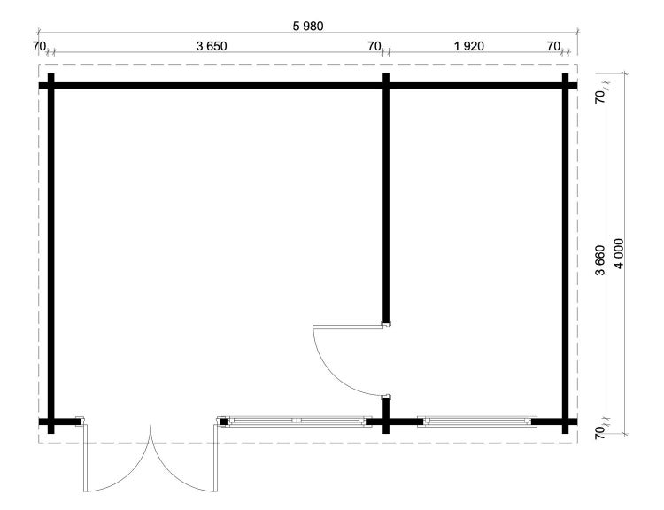 Alpholz Gartenhaus Atrium-E aus Massiv-Holz, Gerätehaus mit 70 mm Wandstärke, Garten Holzhaus inklusive Montagematerial, Geräteschuppen Größe: 598 x 400 cm, Pultdach