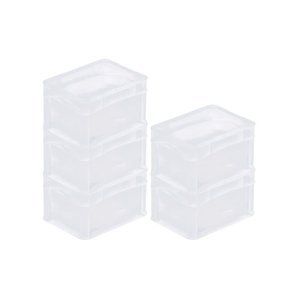 PROREGAL SparSet 5 x Transparenter Eurobehälter BasicLine Mit Geschlossenem Griff HxBxT 12 x 15 x 20 cm 2,2 Liter Eurobox Transportbox