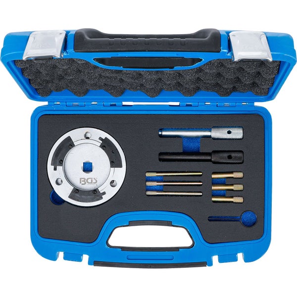 Werkzeugsatz zur Fixierung in einem blauen Werkzeugkoffer