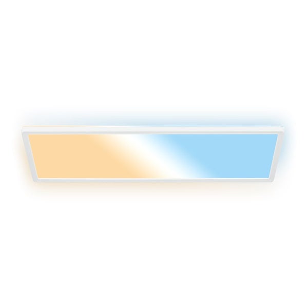 B.K. Licht LED Panel flach, rechteckig, CCT Farbtemperaturwechsel, dimmbar mit Fernbedienung, Backlight Effekt, Schutzart IP44.