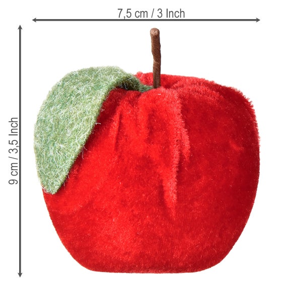 Dekorativer Apfel aus Textil, circa 7,5 cm breit und 9 cm hoch