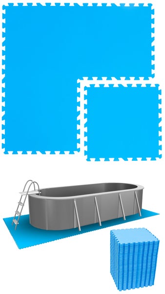 eyepower 15 m² Poolunterlage - 64 EVA Matten 50x50 - Outdoor Pool Unterlage - Unterlegmatten Set