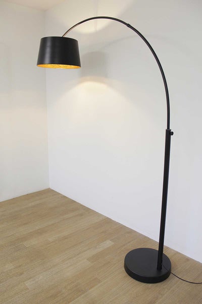 Bogenleuchte Glarona matt schwarz + blattgold 207 cm 10957