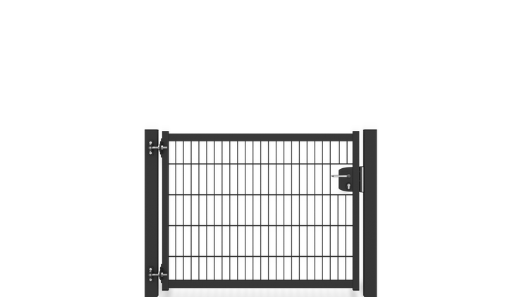 Gartentür ZAUNGURU BASIC-Line aus Metall, Höhe: 103cm, Breite: 150cm, 1-flügelig inkl. Pfosten, Locinox-Schloss und Zubehör, Feuerverzinkt und zusätzlich in RAL 7016 Anthrazitgrau pulverbeschichtet