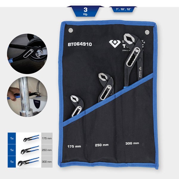 Brilliant Tools Wasserpumpenzangen Set, drei Größen in einer Werkzeugtasche