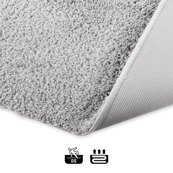 FLOORDIREKT Badematte Sky Soft - Reckteckig - Rutschhemmende Rückseite - Silbergrau - 50 x 60 cm