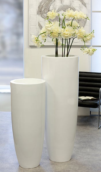 Übertopf XXL GILDE Übertöpfe Höhe 90cm weiß Fiberglas, Poly