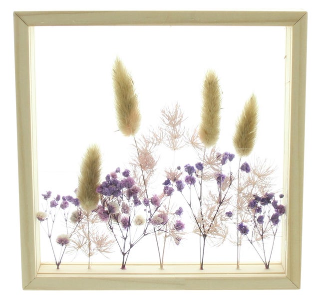 FRANK FLECHTWAREN | Dekorahmen Trockenblumen, HOLZ, ACRYLGLAS, 17 x 3 x 17 cm