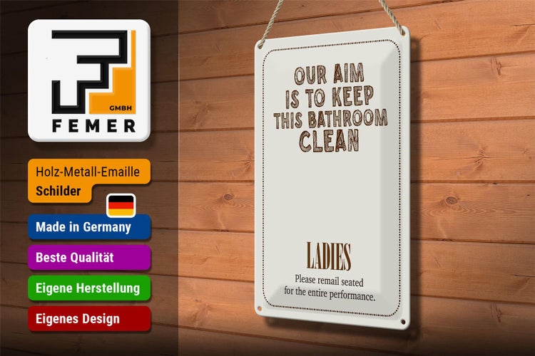 Blechschild Spruch Keep this bathroom clean 20x30cm