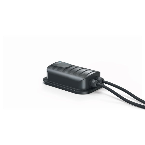 Oase Easy Garden Control EGC Controller für Garten und Teich aus schwarzem Kunststoff mit zwei Kabelanschlüssen.