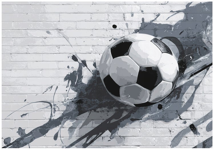 Fußball Fototapete mit Graffiti Motiv auf Backsteinwand