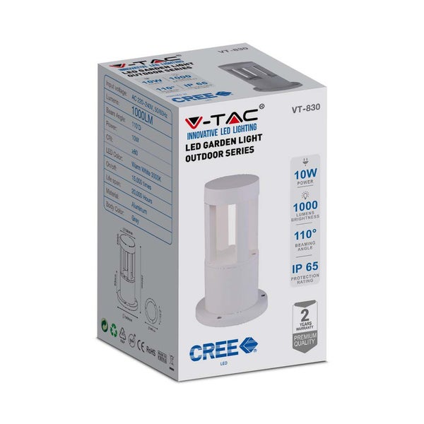 Verpackung einer grauen V-Tac LED Gartenleuchte für den Außenbereich