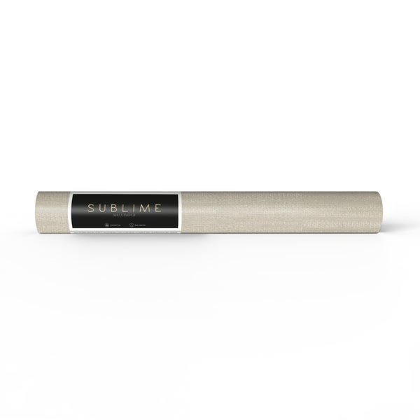 Eine Rolle beige strukturierte Tapete der Marke Sublime Wallpaper in Leinenoptik.