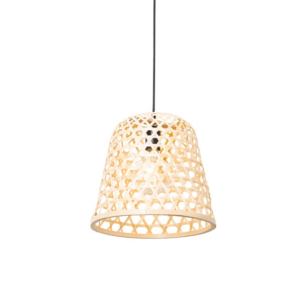 Hängelampe mit Lampenschirm aus Bambus