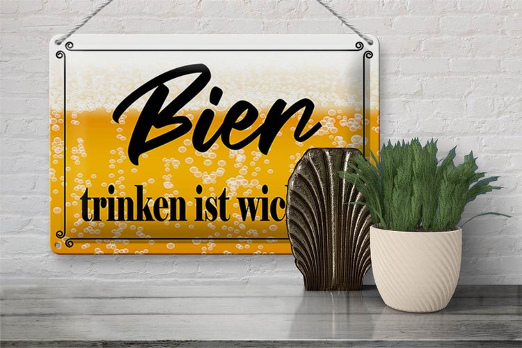 Blechschild Spruch 30x20cm Bier trinken ist wichtig