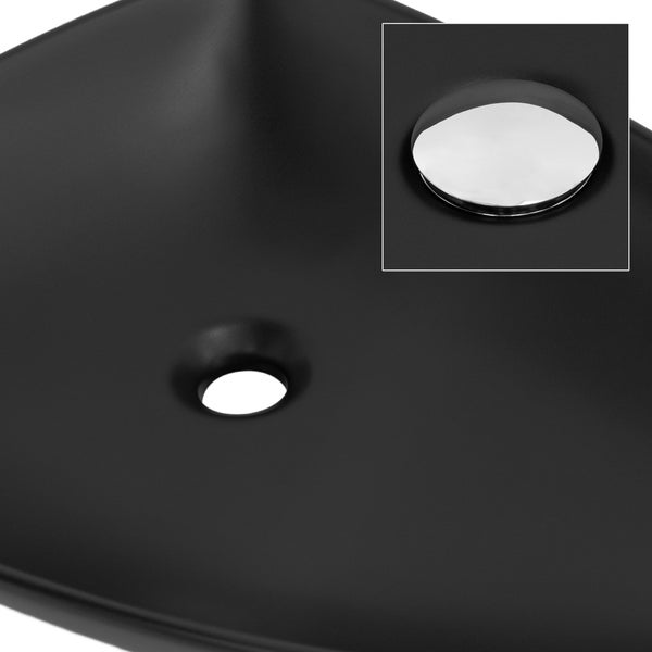 ML-Design Waschbecken aus Keramik in Schwarz matt 69x46x13 cm Dreieckig, Moderne Aufsatzwaschbecken, Design Waschtisch Aufsatz-Waschschale Waschplatz Handwaschbecken, für das Badezimmer und Gäste-WC