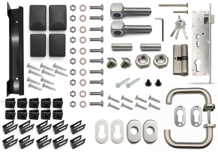 Montagezubehör für Zaunpfosten und Türbeschläge