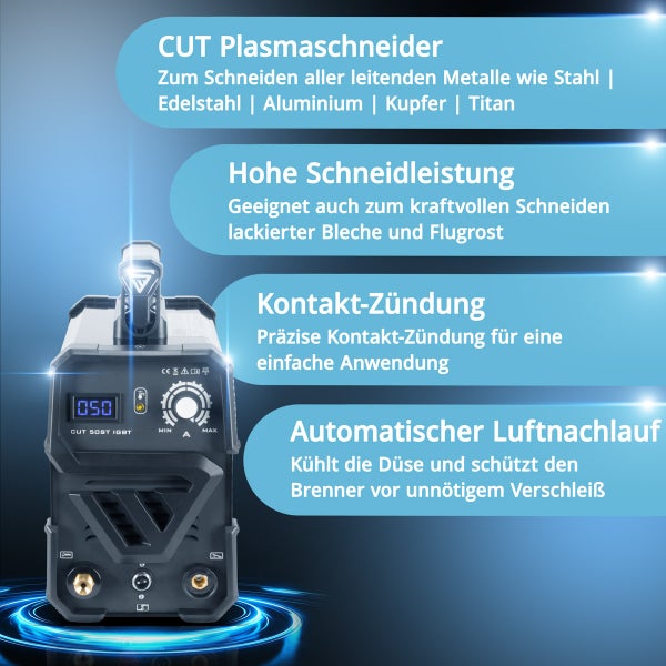 STAHLWERK Plasmaschneider CUT 50 ST IGBT mit 50 Ampere, bis 14mm Schneidleistung