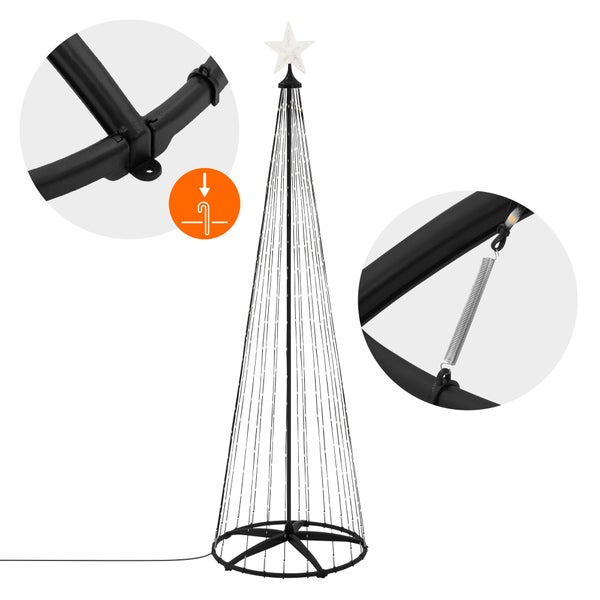 Dekorativer LED-Weihnachtsbaum mit Sternspitze und Montagehinweisen