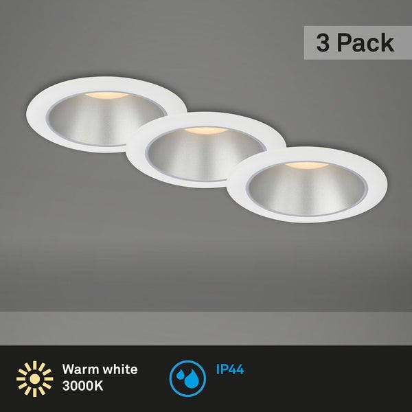LED Einbauleuchten Bad 3er-Set Innenreflektor silber 4,9W Ø9,5 cm weiß Briloner