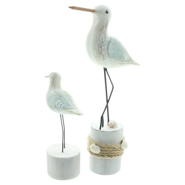 FRANK FLECHTWAREN | Figur Vogel, 2er Set, HOLZ, METALL, 14 x 5,5 x 17 cm, 19 x 5,5 x 27 cm