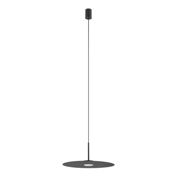 Hängelampe mit flachem, rundem Lampenschirm