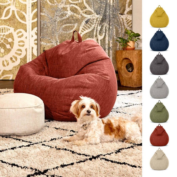 Green Bean Indoor XXL Sitzsack mit 300 Liter mit EPS-Perlen Füllung - Kuschelig Weich Waschbar - Drinnen Stoff Bodenkissen Liegekissen Sitzkissen - Cherry Rot