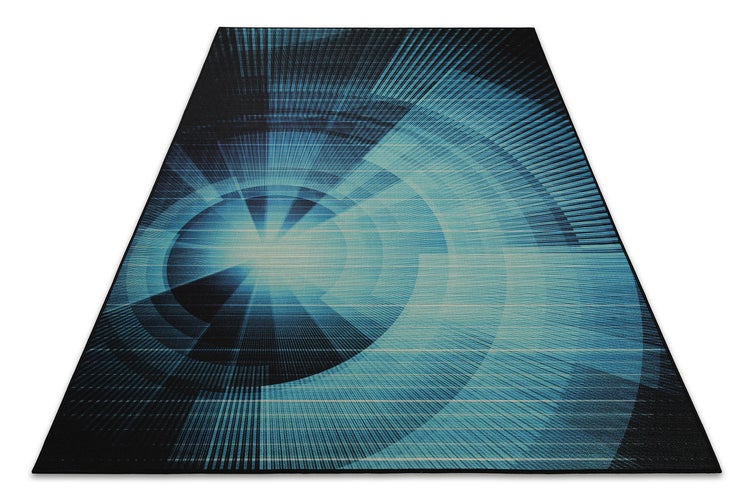 Gewebter Gamerteppich bedruckt Blau Schwarz Cyber Swirl WECONhome 110x160 cm